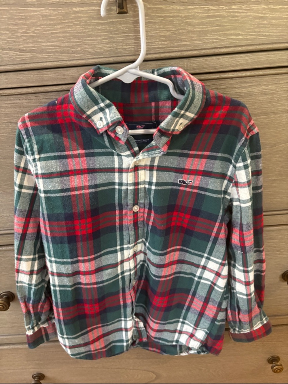 Vineyard Vines Boys Red, Green & White Plaid Button-Down Shirt